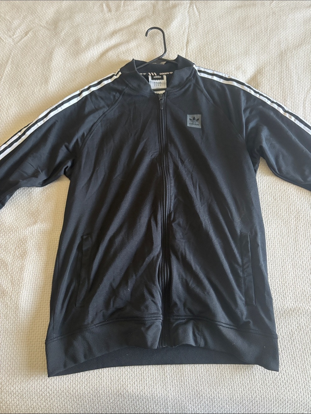 adidas Black Track Jacket with White 3-Stripes